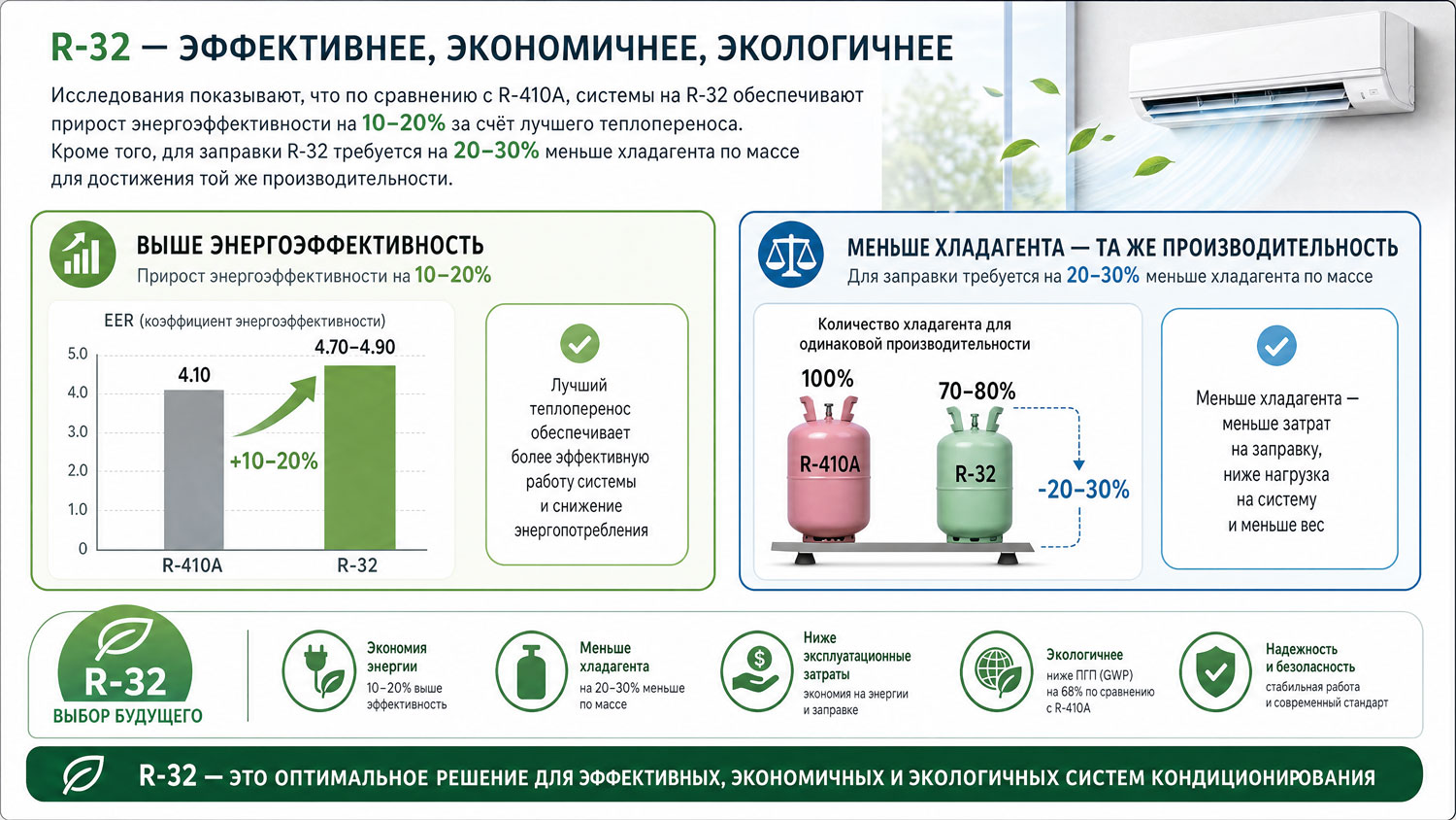 Фреон R-32 против R410A